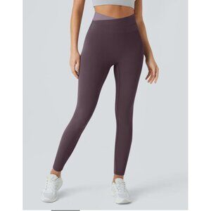 Halara Softlyzero Double Crossover Color Block Leggings Sz XS Purple UPF50+